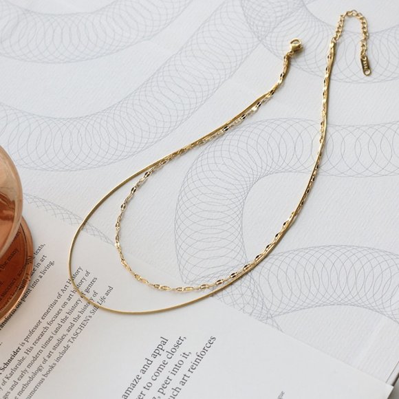 NEW 18K Gold Plated Double Layer Chain Necklace 0 - Picture 10 of 10